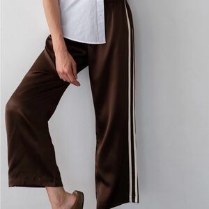 DONNI The Silk Stripe Crop Pant Brown